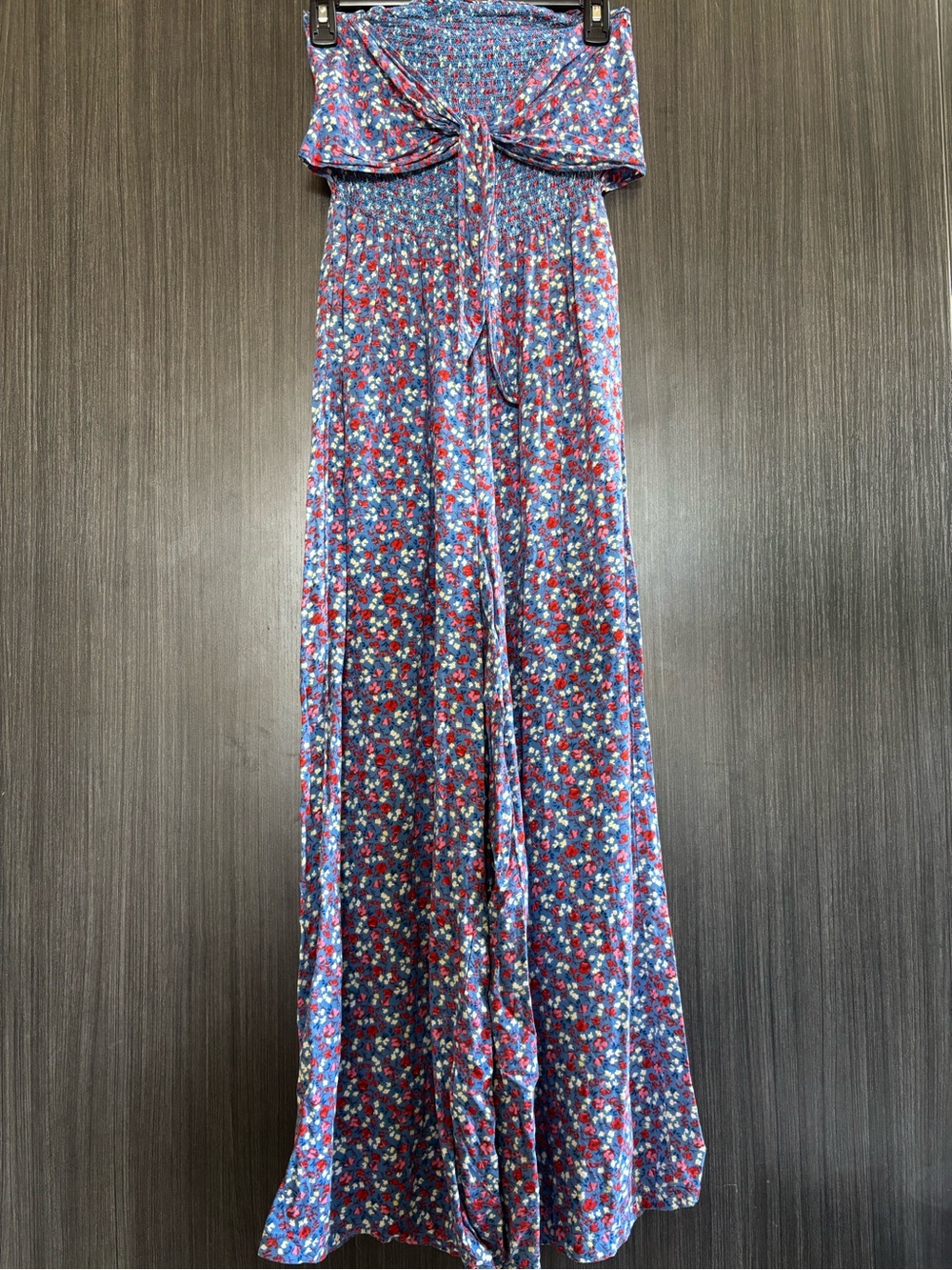 Smocked Strapless Floral jumpsuit